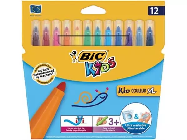 Een Bic Kids Kid Couleur XL viltstiften, etui met 12 stuks koop je bij ShopXPress