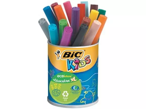 Een Bic Kids Viltstift Visacolor XL Ecolutions 18 stiften in een metalen pot koop je bij ShopXPress