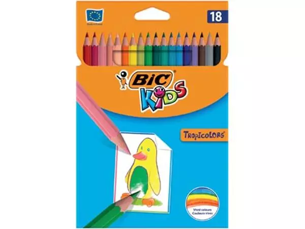 Een Bic Kids kleurpotlood Tropicolors, etui van 18 stuks koop je bij ShopXPress