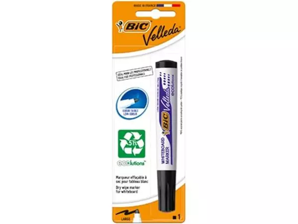 Een Bic Velleda whiteboardmarker 1701 Ecolutions, zwart, op blister koop je bij ShopXPress