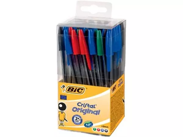 Een Bic balpen Cristal, doos met 50 stuks in geassorteerde kleuren koop je bij ShopXPress