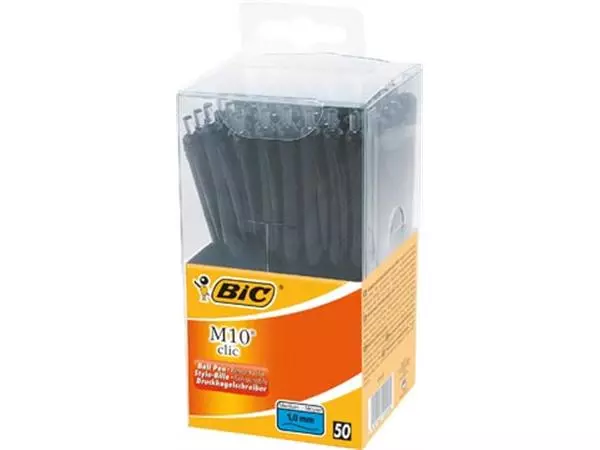 Een Bic balpen M10 Clic, doos met 50 stuks, zwart koop je bij ShopXPress