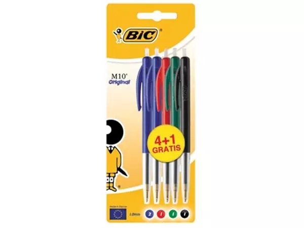 Een Bic balpen M10, blister 4 + 1 gratis in geassorteerde kleuren koop je bij ShopXPress