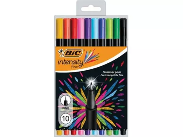 Een Bic fineliner Intensity, fijn, etui van 10 stuks in geassorteerde kleuren koop je bij ShopXPress