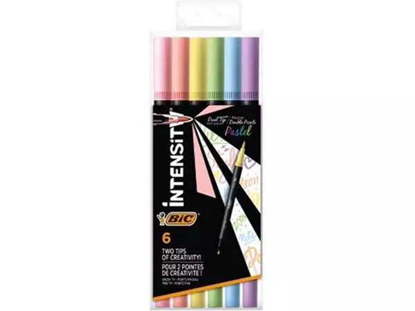 Een Bic viltstift Intensity Dual tip, etui van 6 stuks, pastel koop je bij ShopXPress