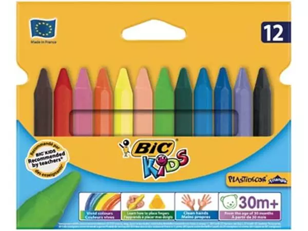 Een Bic waskrijt Plastidecor Triangle 12 stuks koop je bij ShopXPress