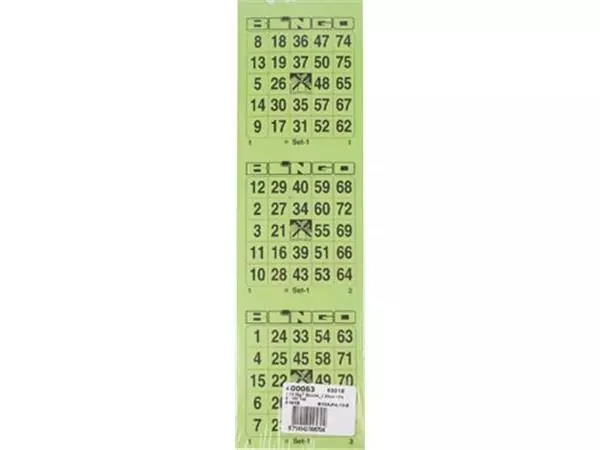 Een Bingokaarten, 3 kaarten per vel, pak van 5 x 100 vel koop je bij ShopXPress