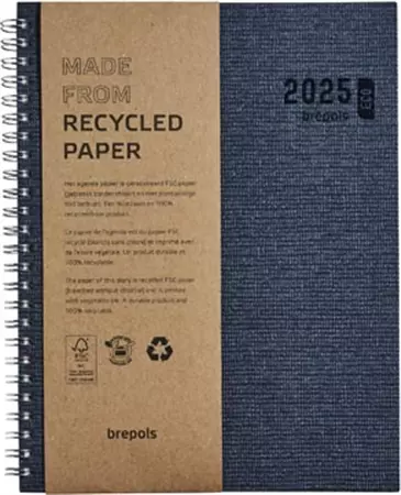 Een Brepols agenda Ecotiming, Kazar, blauw, 2025, spiraalgebonden koop je bij ShopXPress