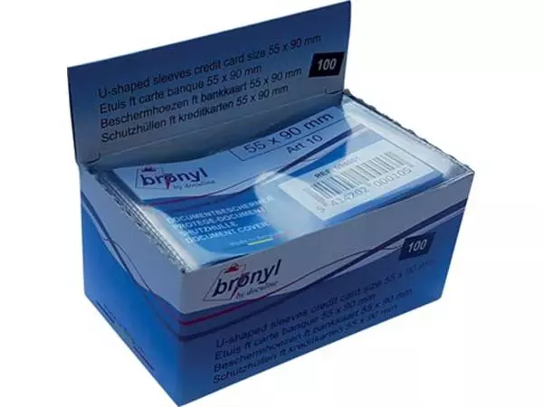 Een Bronyl U-mapje uit transparante PVC van 140 micron, ft kredietkaart, display van 100 stuks koop je bij ShopXPress