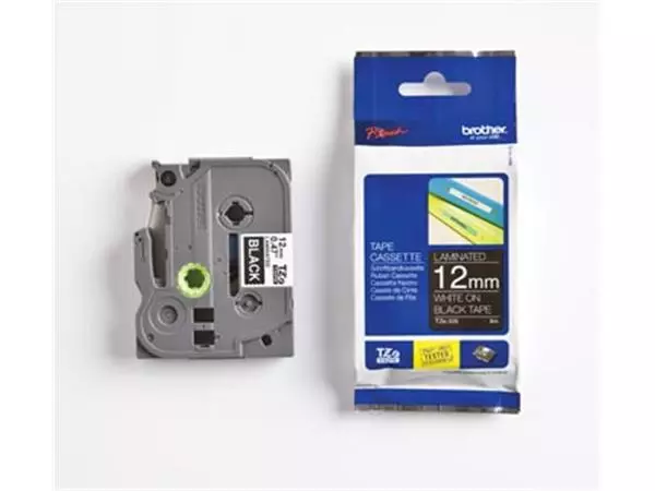 Een Brother TZe tape voor P-Touch 12 mm, wit op zwart koop je bij ShopXPress