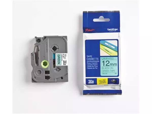 Een Brother TZe tape voor P-Touch 12 mm, zwart op groen koop je bij ShopXPress