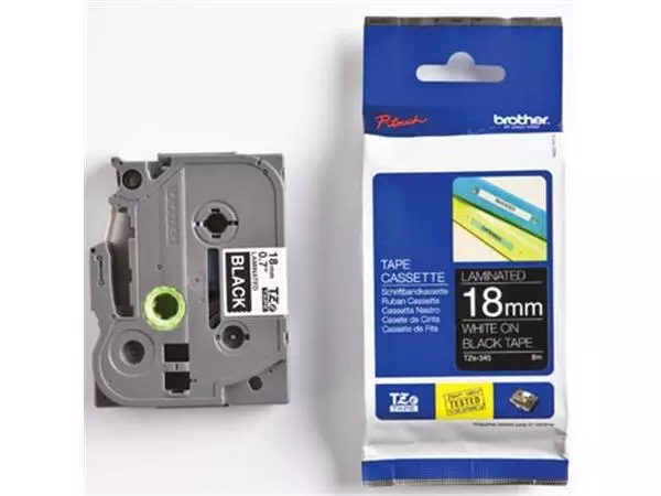Een Brother TZe tape voor P-Touch 18 mm, wit op zwart koop je bij ShopXPress