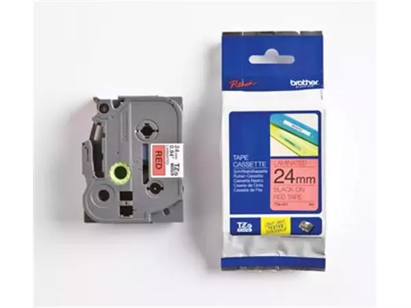 Een Brother TZe tape voor P-Touch 24 mm, zwart op rood koop je bij ShopXPress