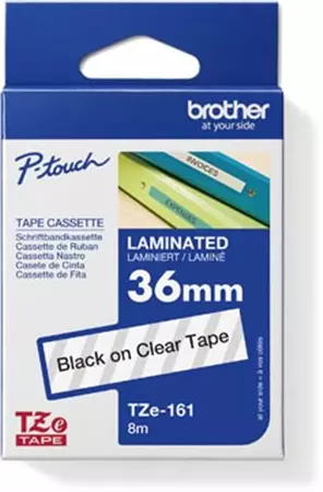 Een Brother TZe tape voor P-Touch 36 mm, zwart op transparant koop je bij ShopXPress