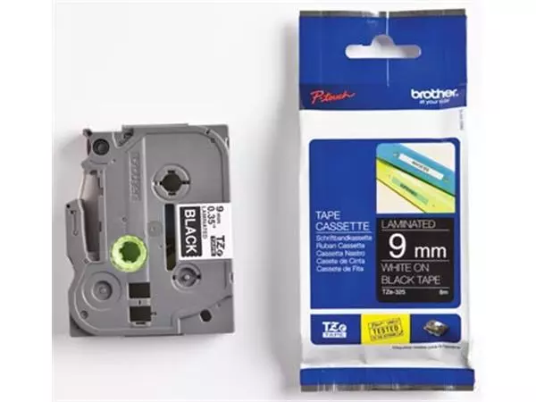 Een Brother TZe tape voor P-Touch 9 mm, wit op zwart koop je bij ShopXPress