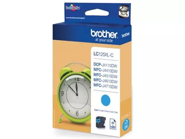 Een Brother inktcartridge, 1.200 pagina's, OEM LC-125XLC, cyaan koop je bij ShopXPress