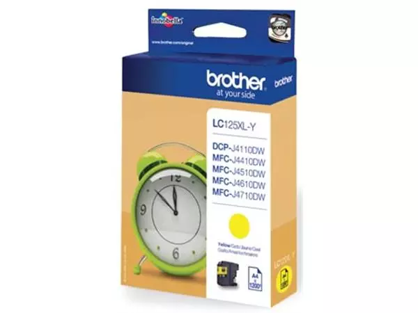 Een Brother inktcartridge, 1.200 pagina's, OEM LC-125XLY, geel koop je bij ShopXPress