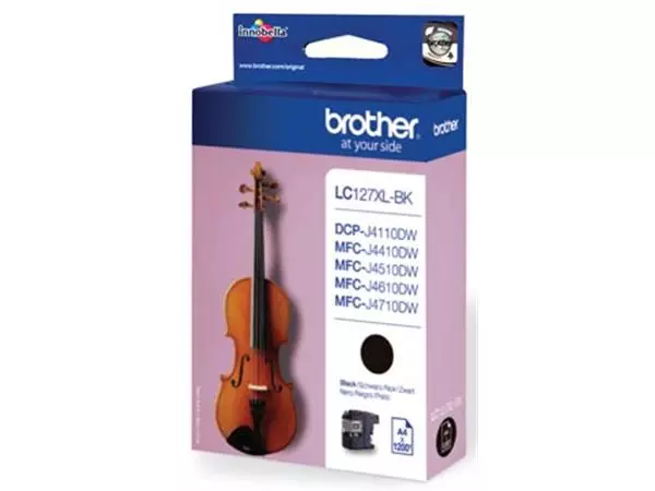 Een Brother inktcartridge, 1.200 pagina's, OEM LC-127XLBK, zwart koop je bij ShopXPress