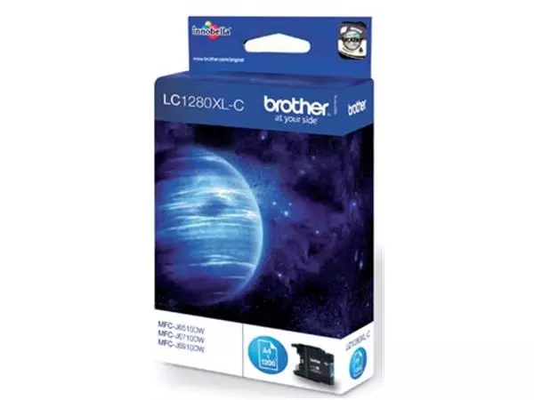 Een Brother inktcartridge, 1.200 pagina's, OEM LC-1280XLC, cyaan koop je bij ShopXPress