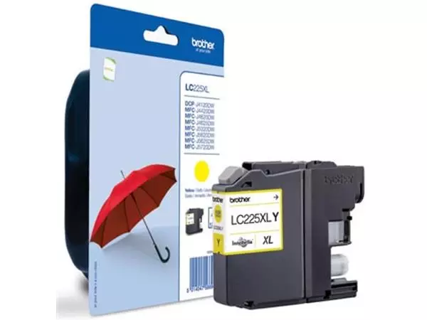 Een Brother inktcartridge, 1.200 pagina's, OEM LC-225XLY, geel, op blister koop je bij ShopXPress