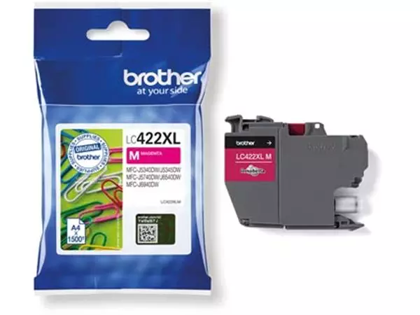 Een Brother inktcartridge, 1.500 pagina's, OEM LC-422XLM, magenta koop je bij ShopXPress