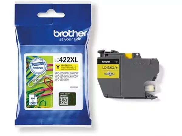 Een Brother inktcartridge, 1.500 pagina's, OEM LC-422XLY, geel koop je bij ShopXPress