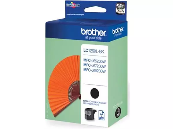 Een Brother inktcartridge, 2.400 pagina's, OEM LC-129XLBK, zwart koop je bij ShopXPress