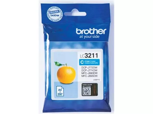 Een Brother inktcartridge, 200 pagina's, OEM LC-3211C, cyaan koop je bij ShopXPress