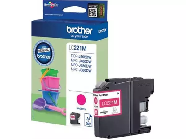 Een Brother inktcartridge, 260 pagina's, OEM LC-221MBP, magenta koop je bij ShopXPress