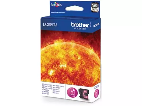 Een Brother inktcartridge, 260 pagina's, OEM LC-980M, magenta koop je bij ShopXPress