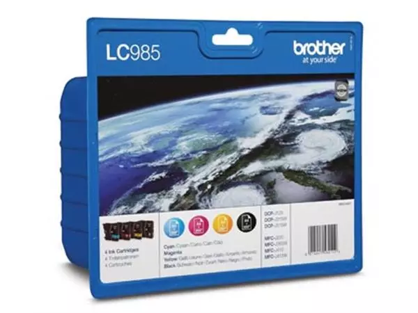 Een Brother inktcartridge, 260 pagina's, OEM LC-985VB, 4 kleuren koop je bij ShopXPress