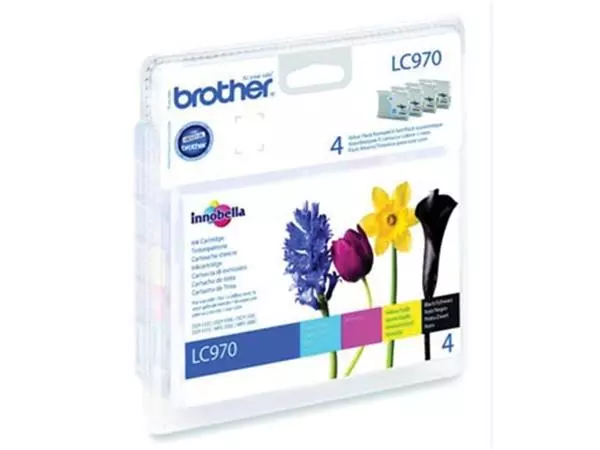 Een Brother inktcartridge, 300 pagina's, OEM LC-970VALBP, 4 kleuren koop je bij ShopXPress