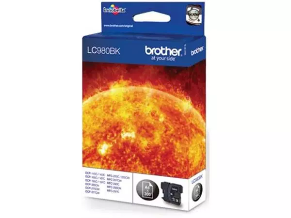 Een Brother inktcartridge, 300 pagina's, OEM LC-980BK, zwart koop je bij ShopXPress