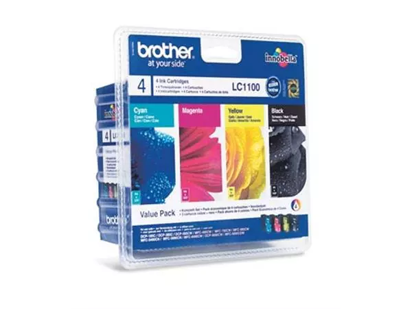 Een Brother inktcartridge, 325 pagina's, OEM LC-1100VALBP, 4 kleuren koop je bij ShopXPress