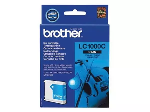 Een Brother inktcartridge, 400 pagina's, OEM LC-1000C, cyaan koop je bij ShopXPress