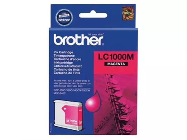 Een Brother inktcartridge, 400 pagina's, OEM LC-1000M, magenta koop je bij ShopXPress