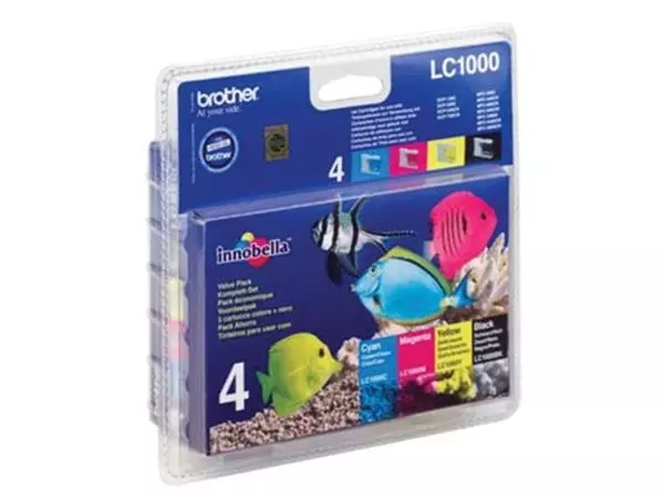 Een Brother inktcartridge, 400 pagina's, OEM LC-1000VALBP, 4 kleuren koop je bij ShopXPress