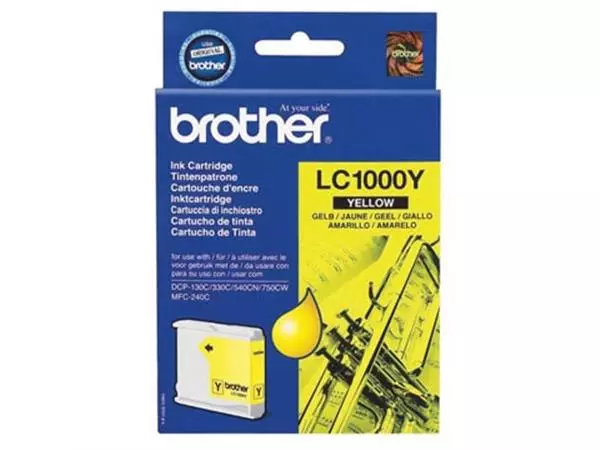 Een Brother inktcartridge, 400 pagina's, OEM LC-1000Y, geel koop je bij ShopXPress