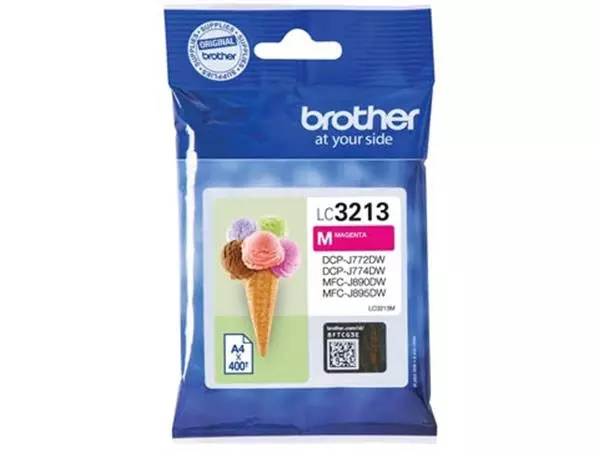 Een Brother inktcartridge, 400 pagina's, OEM LC-3213M, magenta koop je bij ShopXPress