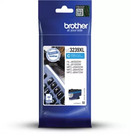 Een Brother inktcartridge, 5.000 pagina's, OEM LC-3239XLC, cyaan koop je bij ShopXPress