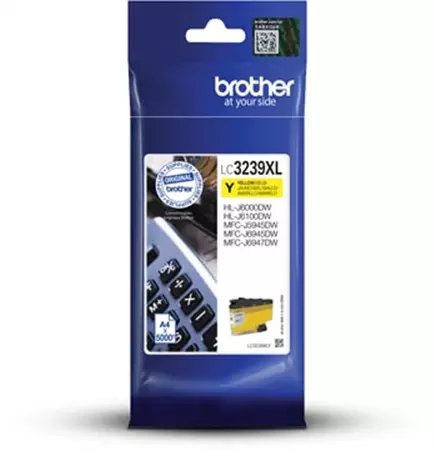 Een Brother inktcartridge, 5.000 pagina's, OEM LC-3239XLY, geel koop je bij ShopXPress