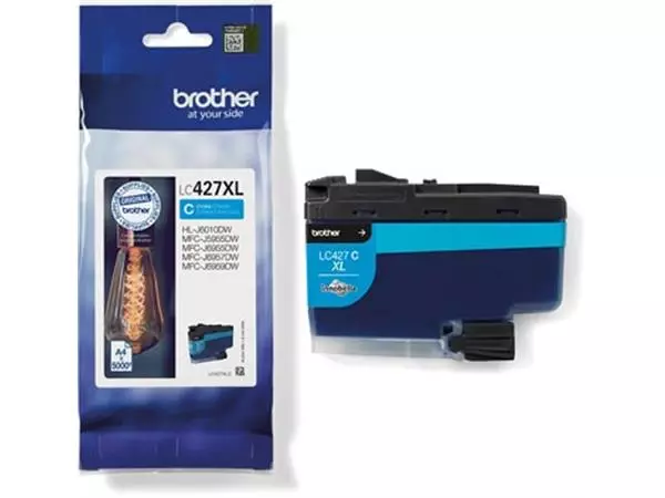 Een Brother inktcartridge, 5.000 pagina's, OEM LC-427XLC, cyaan koop je bij ShopXPress