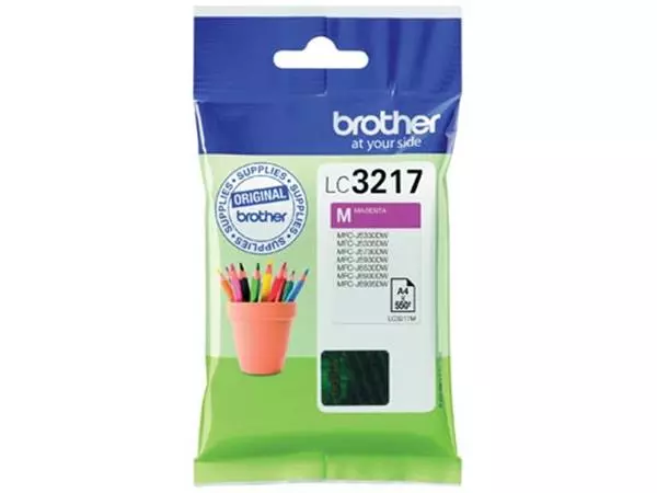 Een Brother inktcartridge, 550 pagina's, OEM LC-3217M, magenta koop je bij ShopXPress