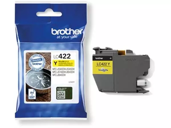 Een Brother inktcartridge, 550 pagina's, OEM LC-422Y, geel koop je bij ShopXPress