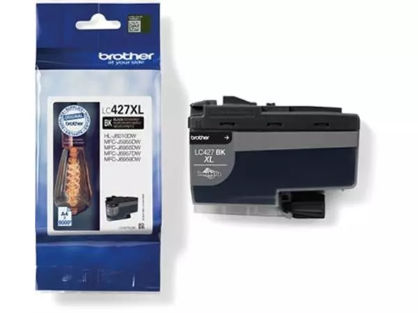 Een Brother inktcartridge, 6.000 pagina's, OEM LC-427XLBK, zwart koop je bij ShopXPress