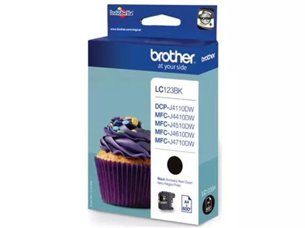 Een Brother inktcartridge, 600 pagina's, OEM LC-123BK, zwart koop je bij ShopXPress