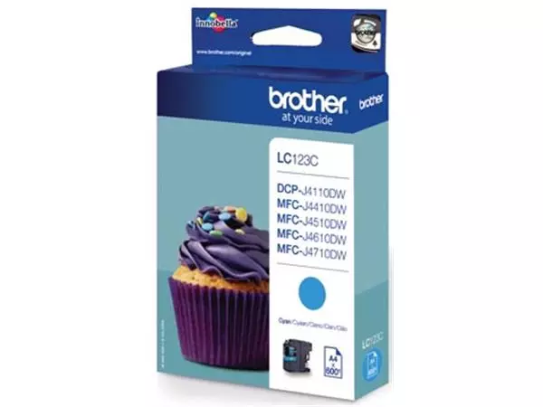 Een Brother inktcartridge, 600 pagina's, OEM LC-123C, cyaan koop je bij ShopXPress