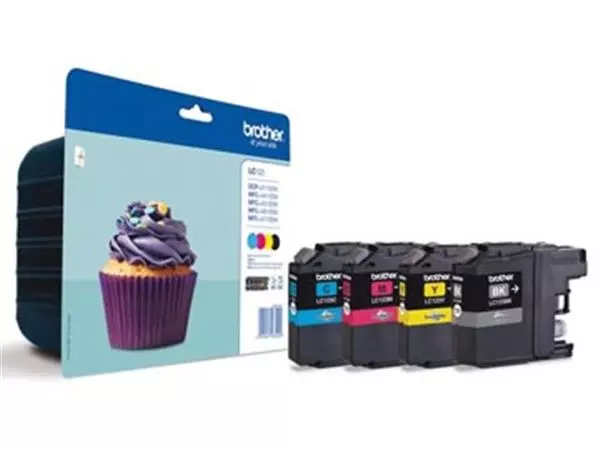 Een Brother inktcartridge, 600 pagina's, OEM LC-123VALBPDR, 4 kleuren koop je bij ShopXPress