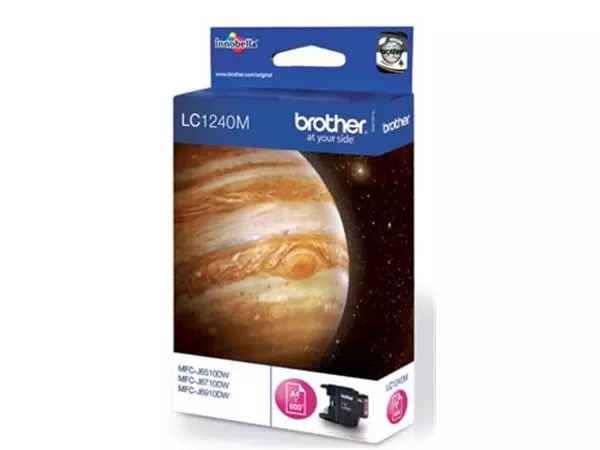 Een Brother inktcartridge, 600 pagina's, OEM LC-1240M, magenta koop je bij ShopXPress