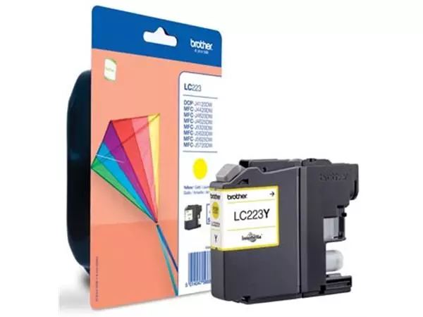 Een Brother inktcartridge, 600 pagina's, OEM LC-223Y, geel koop je bij ShopXPress